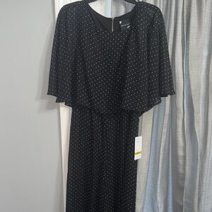 Maison Tara Black Jumpsuit with White Polka Dots